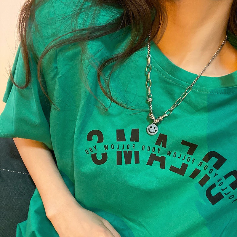 Elegan Smiley kalung wanita's ins hip hop niche desain gaya dingin kalung wanita musim panas 2021 ba