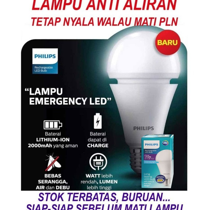 Lampu Led Philips Emergency 7 Watt / 7.5 Watt / 9 Watt Putih Original