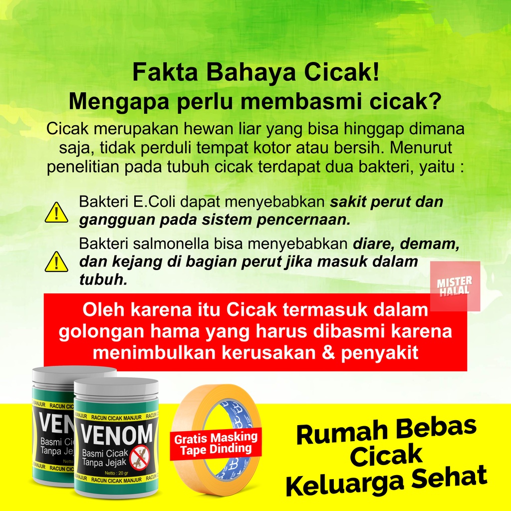 VENOM ANTI RACUN CICAK - Matikan Cicak Tokek Kecoa Dalam Sekejap, Basmi Cicak Yang Mengganggu, Rumah Bebas Cicak, Bersih Dari Kotorannya &amp; Najis, 100% Original