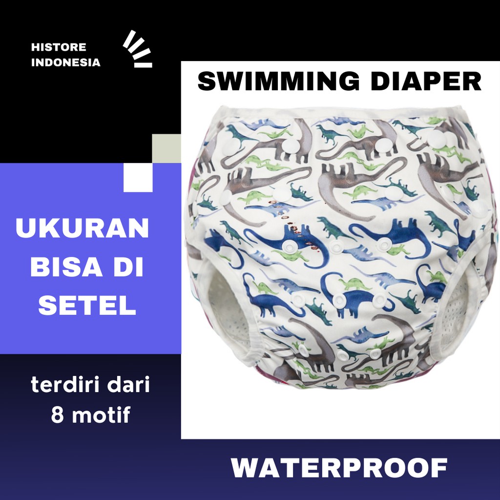 [HI] POPOK RENANG SWIMMING DIAPER WATERPROOF BISA DICUCI ULANG &amp; SIZE ADJUSTABLE BAHAN PREMIUM