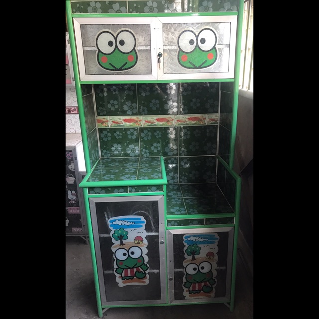 Rak Piring Holo SUPER Pintu 2 Karakter Lemari Dapur Alumunium Keramik