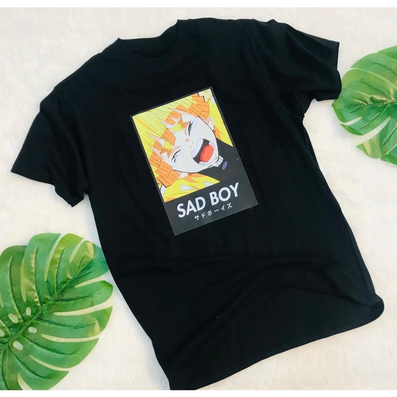 Tshirt Anime Zenitsu Sad Boy Demon slayer Kimetsu No Yaiba