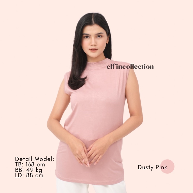 Manset Baju Kutung Turtleneck | Inner Tanpa Lengan Kaos Rayon Premium | Manset Dalaman Wanita Kutung Adem Strech Antibau | Manset Yukensi | Manset Lekbong