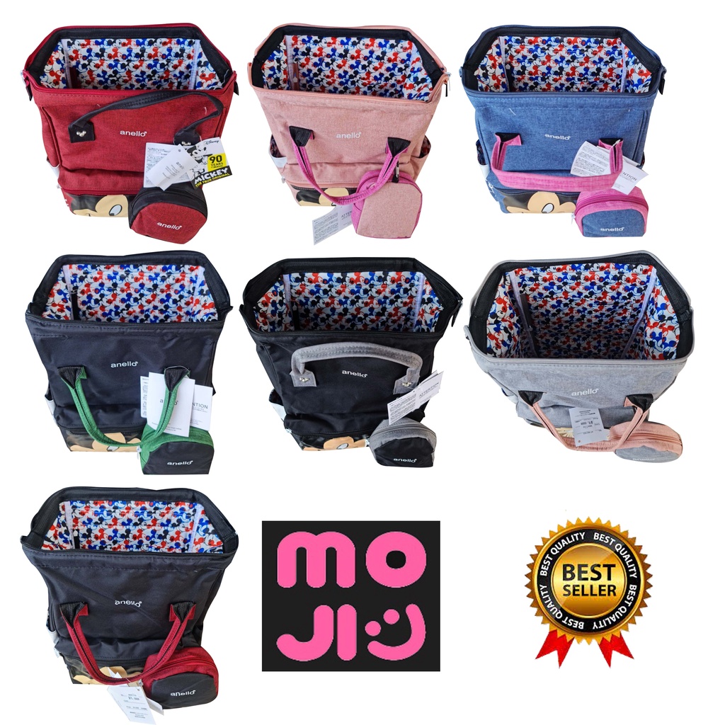 MOJI  - Tas Ransel Mickey Mouse Free Pouch Tas Sekolah Unisex Import