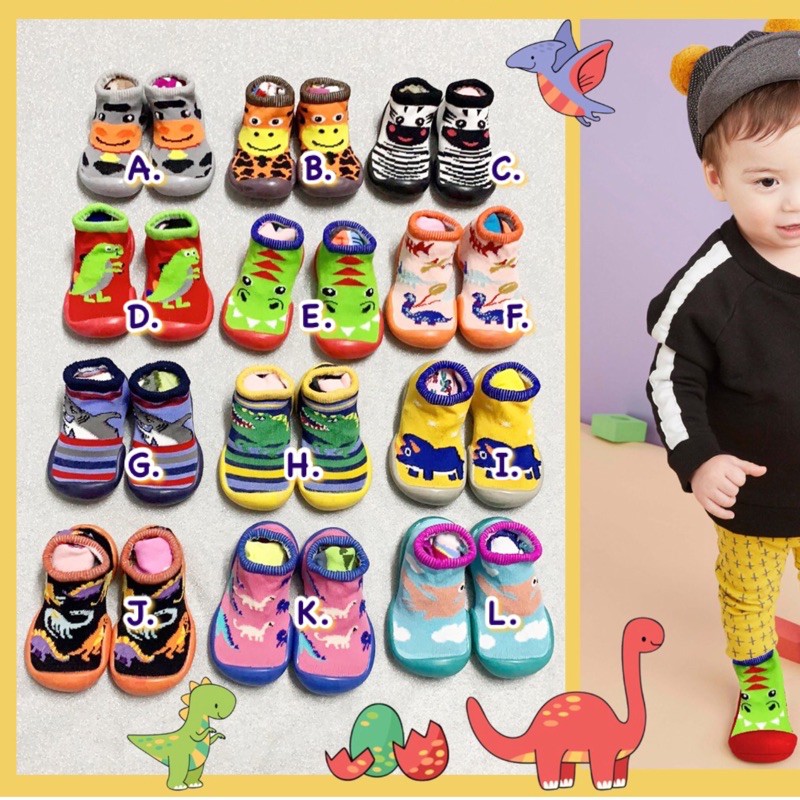 CarterLove Skidder Dino Boy Girl | Prewalker Skidder Sepatu Kaoskaki Skidder