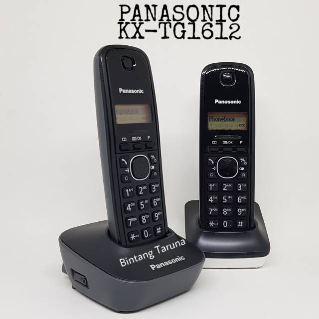 Telepon Wireless Panasonic KX-TG1612 (2 handset) (Hitam Putih)