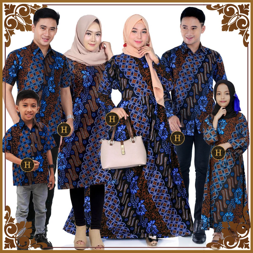 Pusat Grosir [cod-bisa Terpisah] Batik Couple Sarimbit Keluarga Ayah Ibu Anak Seragam Lengkap Motif Seno Biru gbeRWyhaZRXjb