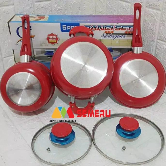 Ready Oke] Q-2 Panci Set Teflon 5 Pcs Q2-2218