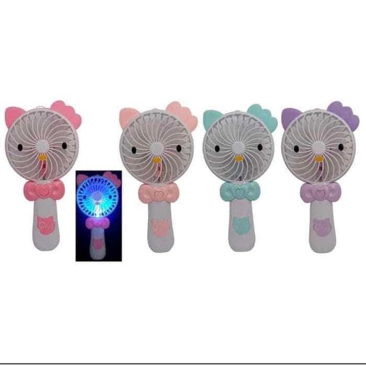 Kipas Angin Tangan Portable Hello Kitty  Mini Hand Fan Kipas Genggam LED usb with flash lampu