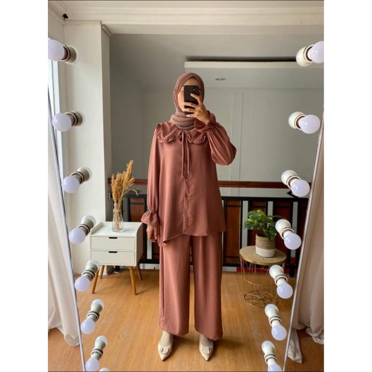LAURA DAILY SET | ONE SET KRINKLE AIRFLO | SETELAN WANITA TERBARU KEKINIAN | SETELAN WANITA TERBARU | FASHION WANITA KEKINIAN | SETELAN KRINKEL FULL KANCING | SETELAN BUSUI II ARRAZAQU COLLETION