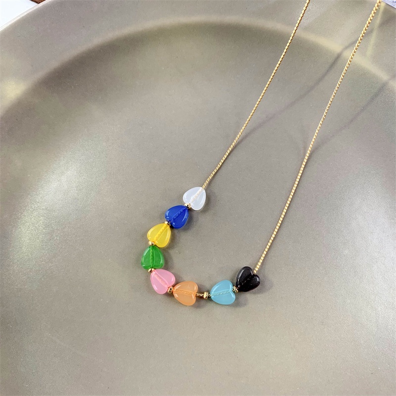 Colorful Love Necklace Accessories Light Luxury Clavicle Chain Trend