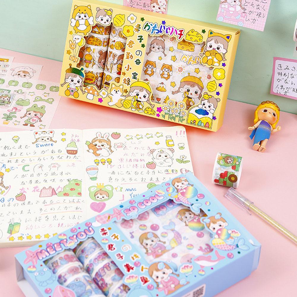 Lanfy Kawaii Sticker Set Packing Dekorasi 20pcs Bear Bunny Kelinci Kodok Bunga Minuman Makanan Stationery Diary Foto Album Stiker Hias