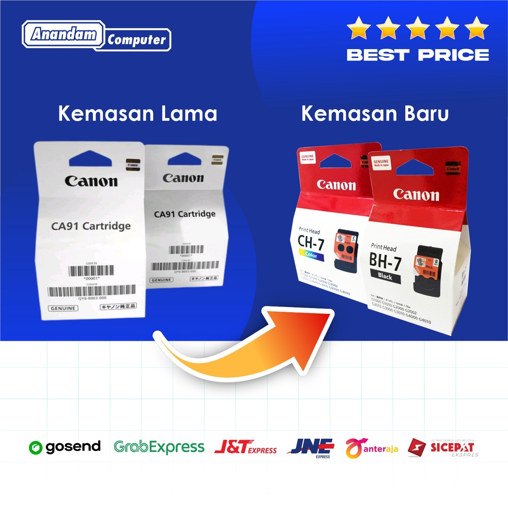 Catridge Printhead Canon CH-7 BH-7 G1010 G2010 G3010 G4010 Black Color Promo Murah