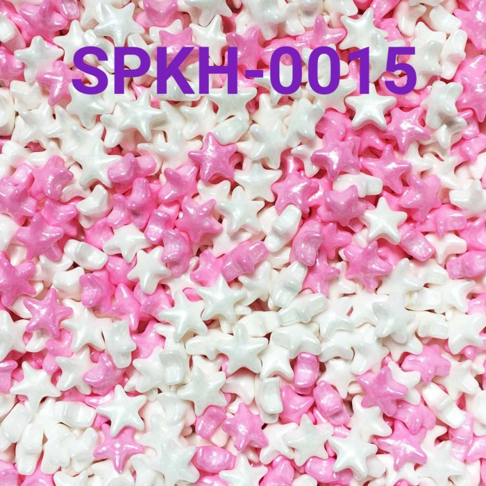 

SPKH-0015 SPRINKLES SPRINKLE SPRINKEL 500GR BINTANG PINK PUTIH EKSKLUSIF