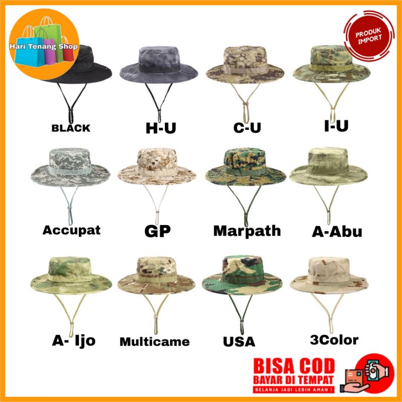 Topi rimba import / topi bucket/topi berburu/topi outdoor