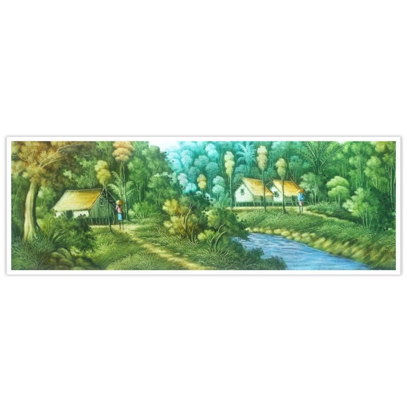 Lukisan Pemandangan Kampung 30 x 90 cm