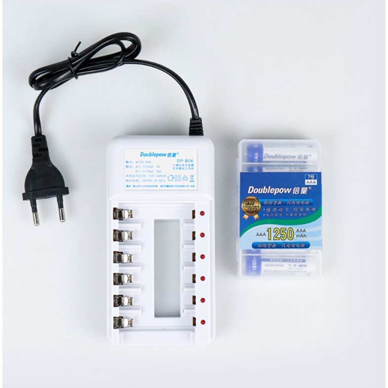 Paket Charger Baterai 6 slot AA/AAA Bonus 6 PCS AA Battery