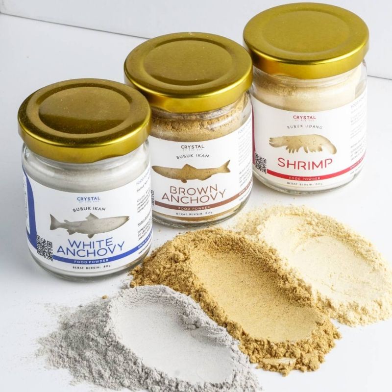 

Crystal of the sea - ( 20gr) -Pengganti garam MPASI- white Anchovy powder/shrimp powder/brown anchovy powder/