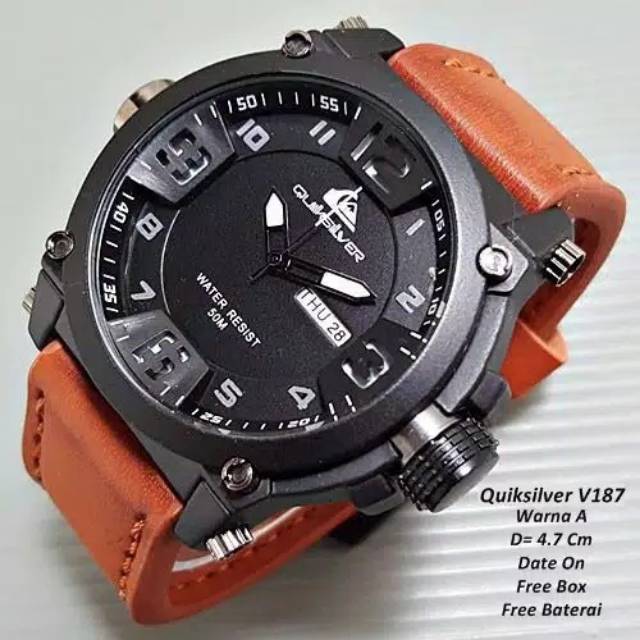 Jam Tangan Pria Sporty Quicksilver Hari/Tanggal Aktif Strap Kulit