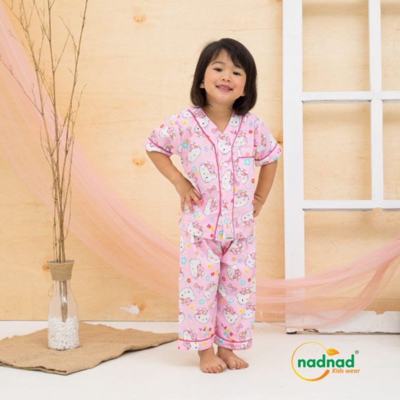 piyama Nadnad bayi baby S 1-2tahun pajamas baju tidur katun motif bergambar list bisban berkualitas