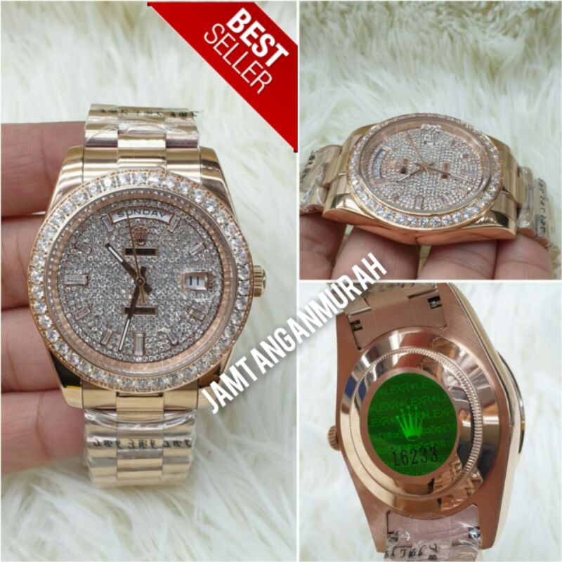 JAM TANGAN PRIA ROLEX DAYDATE AUTOMATIC PERMATA KUALITAS ORIGINAL