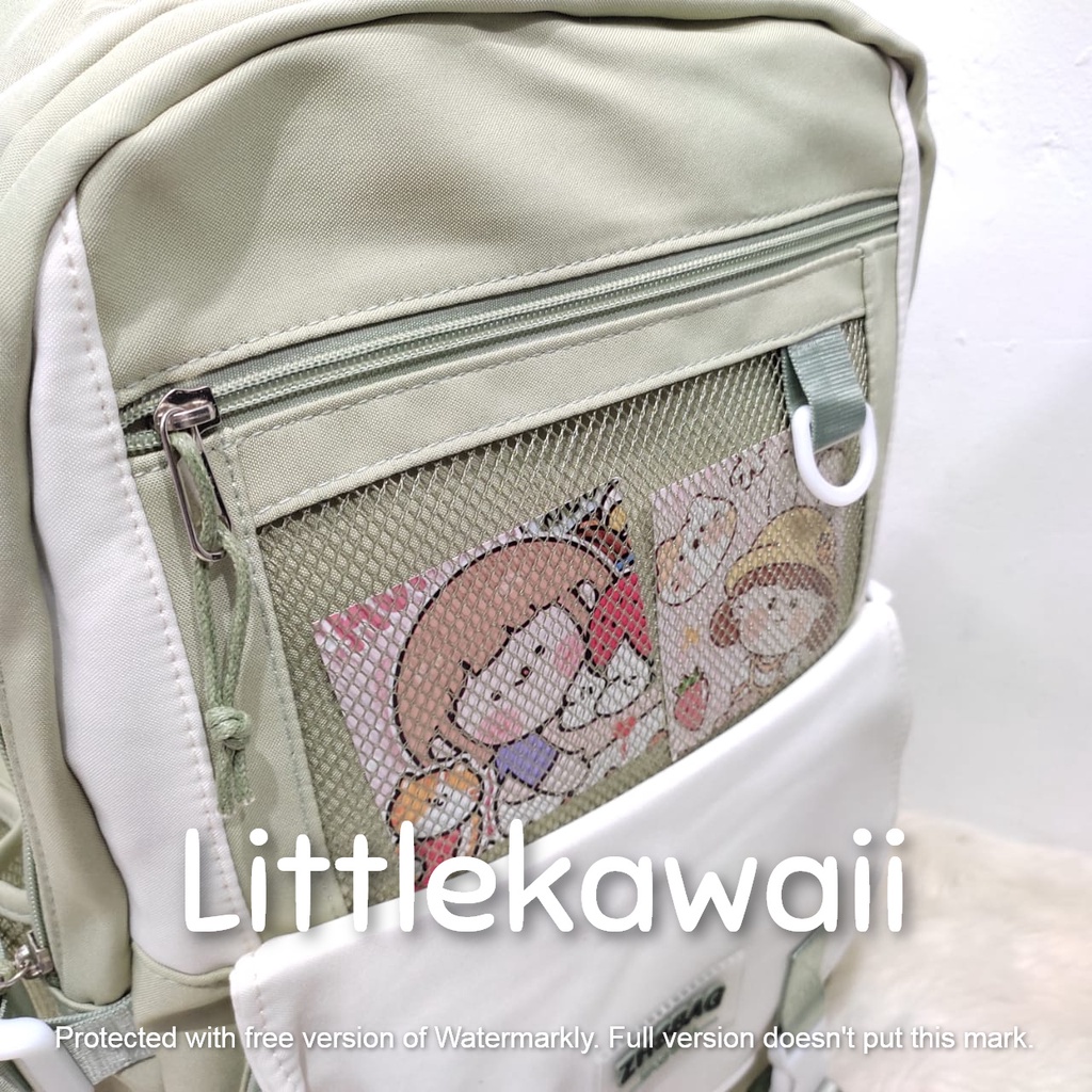 LK/Tas Ransel Laptop Backpack Sekolah Fashion Korean Style Anak Remaja Jaring Gesper Import