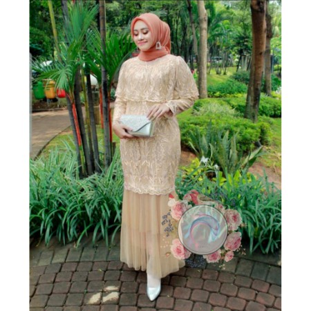 Gaun Gamis Pesta Mewah kondangan nikahan Lebaran mewah Brukat brokat Wisuda Remaja muslimah