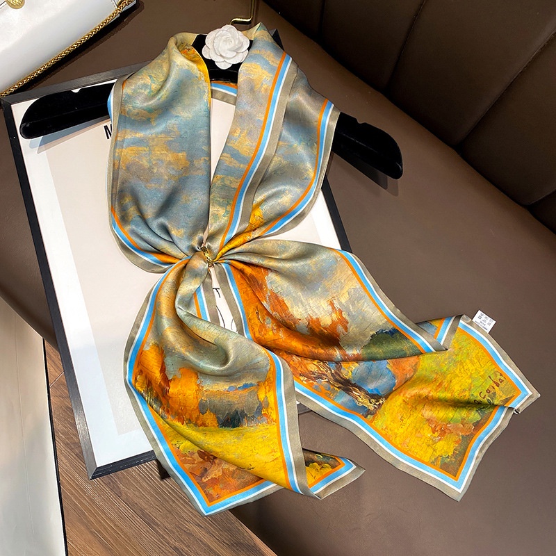 Scraft Tas ikat pita wanita Korea fashion multi-gaya kelas atas syal leher kecil syal syal sutra cocok untuk semua silk scraft