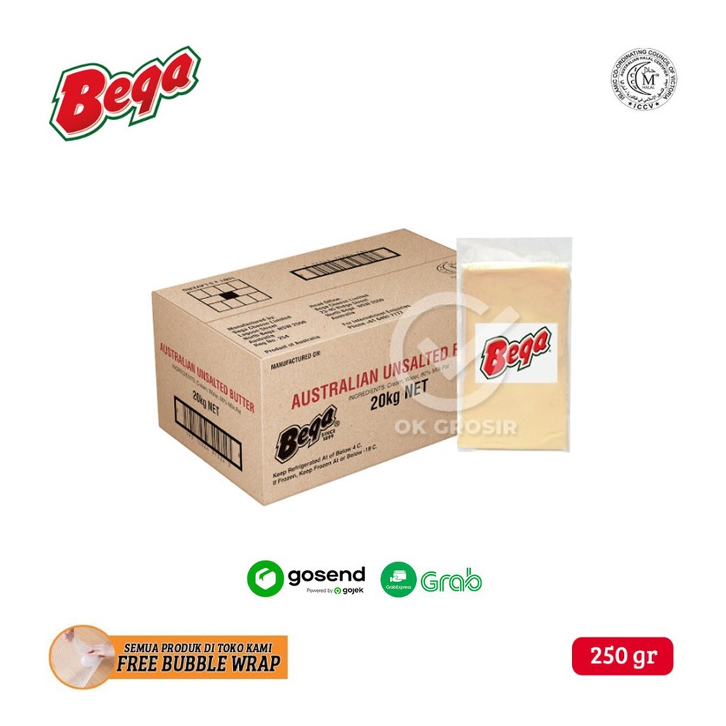 

Bega Unsalted Butter / Mentega Tawar Australia HALAL (250 gr) KHUSUS GOSEND & GRABEXPRESS