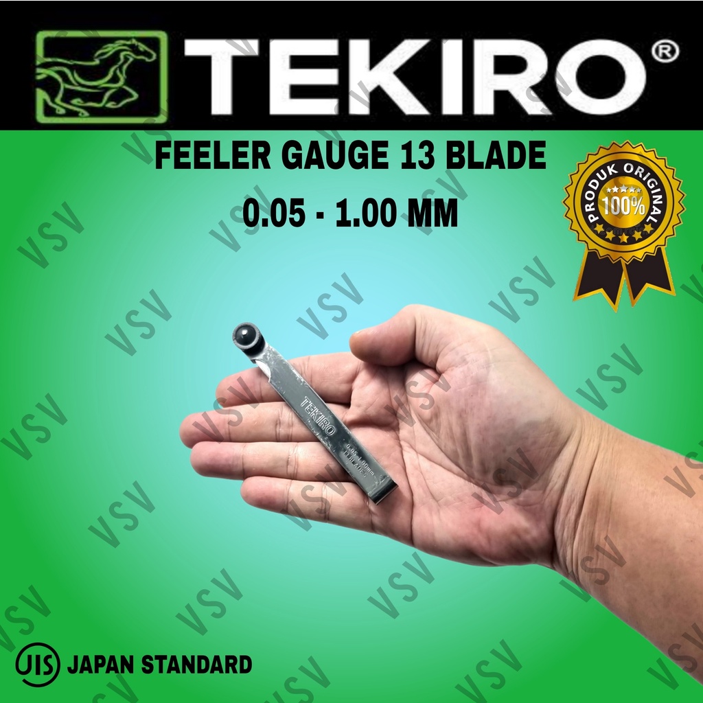 Tekiro Feeler Gauge 0.05-1.00mm fuler Gage Alat ukur Celah fuller 13 Balde