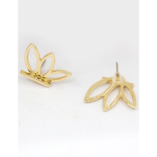 LRC Anting Tusuk Fashion Rose Gold Flower Shape Decorated Pure Color Earrings E71547