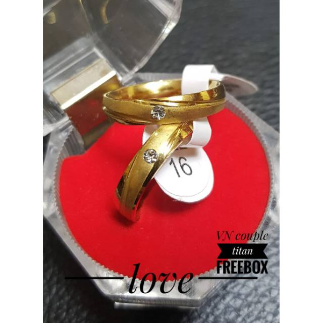 Cincin Tunangan Gold Couple Pasangan Free Box