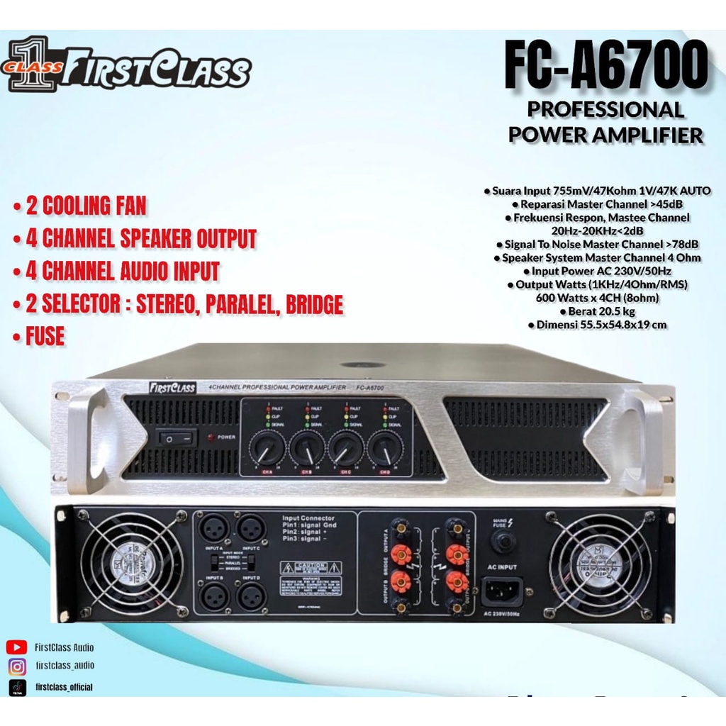 PROFESSIONAL POWER AMPLIFIER FIRSTCLASS FC A6700 ORIGINAL