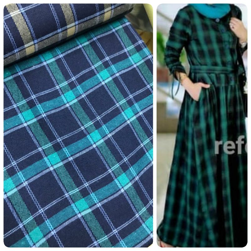 Kain Flanel Wool Premium Tebal Bahan Kemeja Motif Kotak Meteran