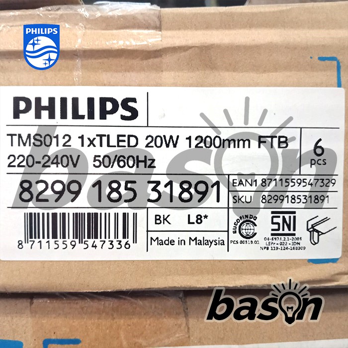 PHILIPS TMS012 1xTLED 1200mm FTB - Rumah Lampu 120cm untuk TL LED