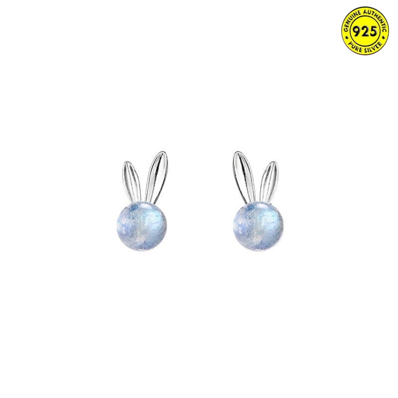 Anting Stud Moonstone Bentuk Kelinci Untuk Wanita