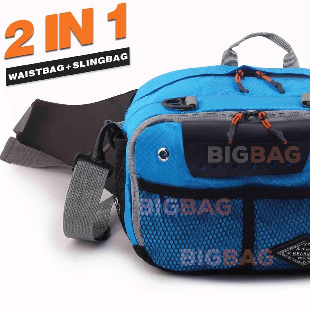 Tas Selempang GEAR BAG 13134 NEWTON 2 in 1 -  Sports Bag - Slingbag - Waist bag Laki laki Terbaru