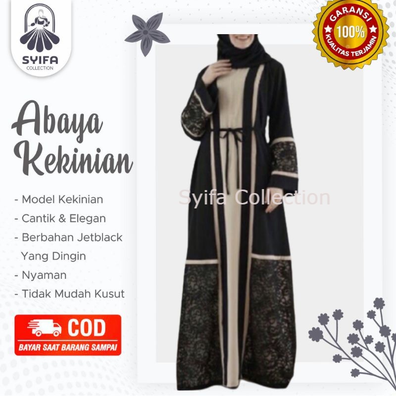 Jubah Abaya Gamis abaya Maxi Dress Bordir Zhepy Hitam Polos Arab saudi Turkey / turki Dubai umroh Je