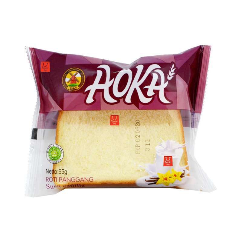 ROTI PANGGANG AOKA ANEKA RASA SELAI COKELAT | SUSU VANILA | STRAWBERRY | BLUEBERRY | KEJU | DURIAN NETTO 65 GR-SUSU VANILA