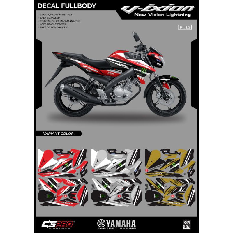 STRIPING DECAL LIS BODY  MOTOR YAMAHA VIXION NVL-STIKER DECAL VIXION NEW FULL BODY