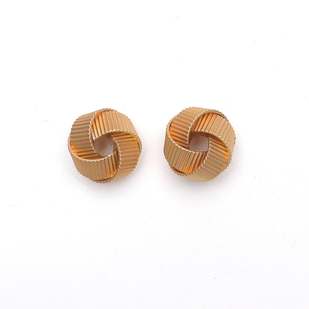 Anting Tusuk Model Geometri Twist Bahan Metal Warna Gold / Silver Untuk Wanita