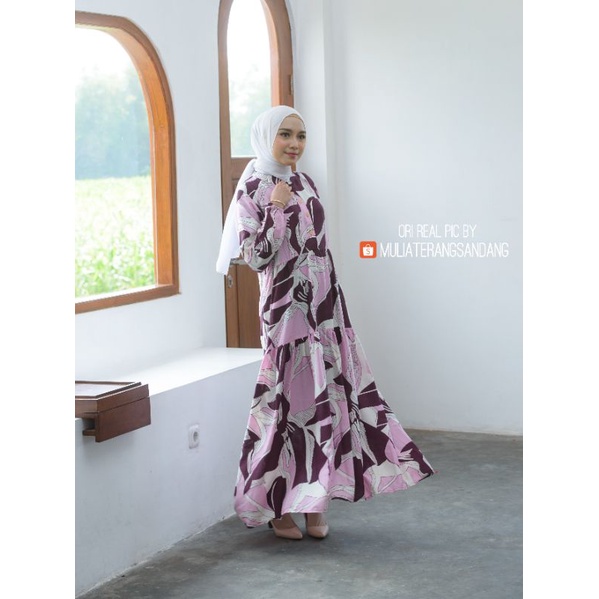 [4 WRN AD JUMBO]High Quality Olive Maxi Dres Gamis Syari Rayon Viscose Premium