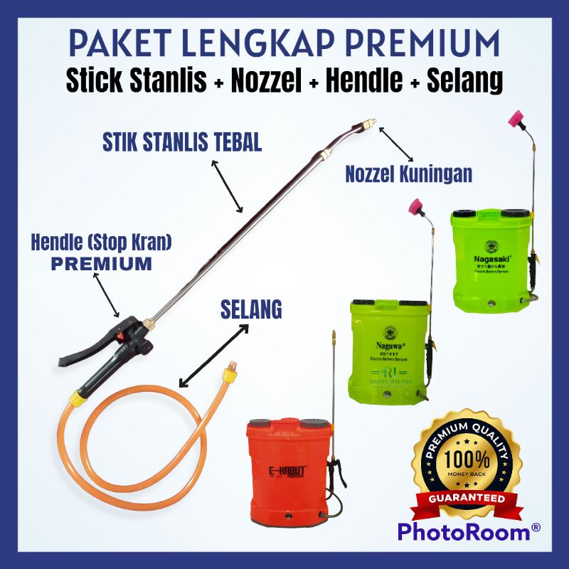 PAKET LENGKAP STIK SPRAYER PREMIUM / STIK TANGKI CAS / STOP KRAN SPRAYER ELEKTRIK / SELANG SPRAYER E