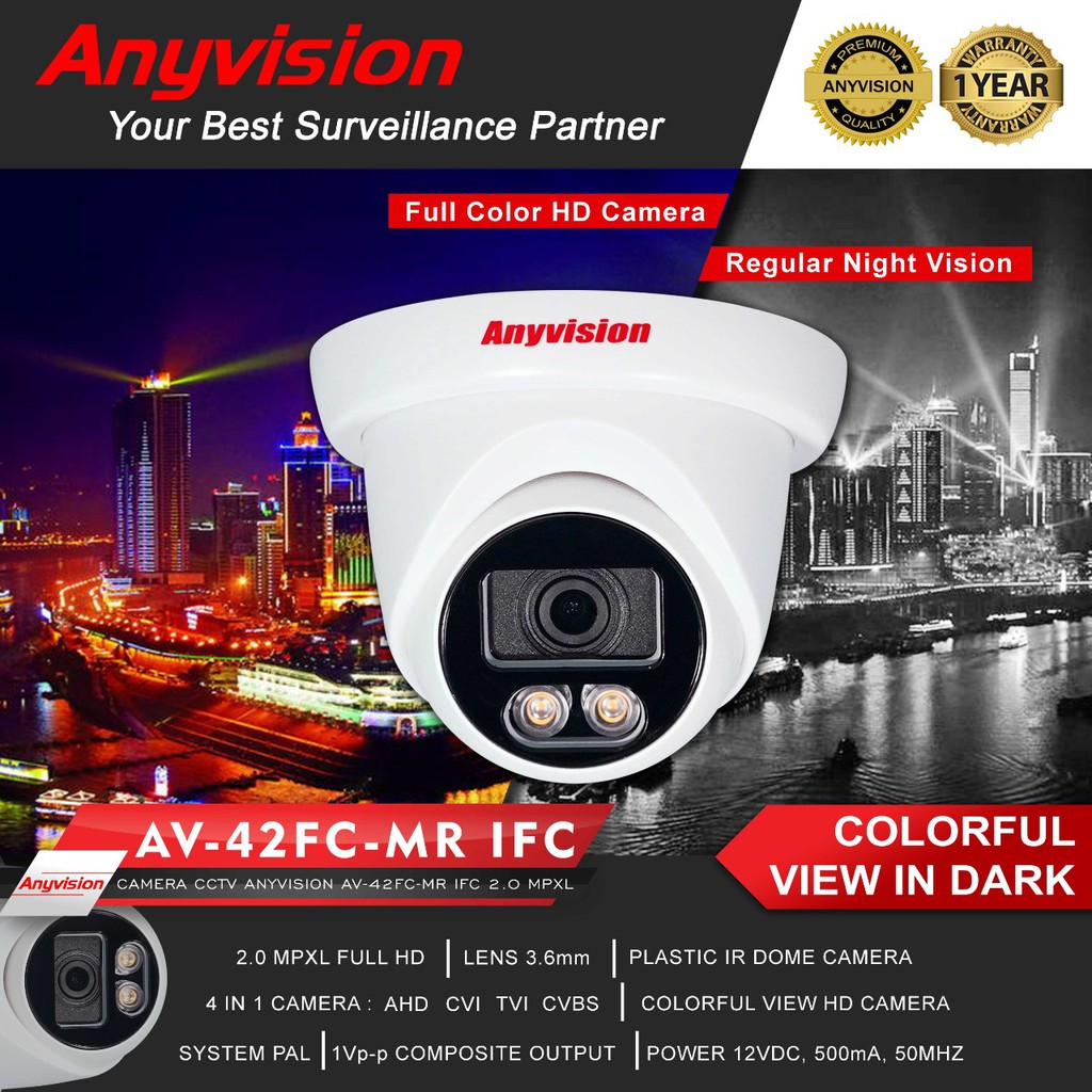 Anyvision  CAMERA CCTV INDOOR AV 42FC MR IFC IHD 2.0 MPXL FULL HD COLORFUL 1080p