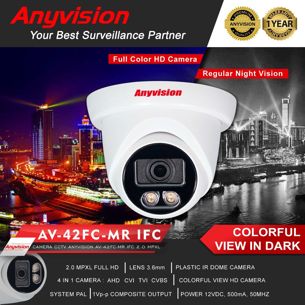 Anyvision  CAMERA CCTV INDOOR AV 42FC MR IFC IHD 2.0 MPXL FULL HD COLORFUL 1080p