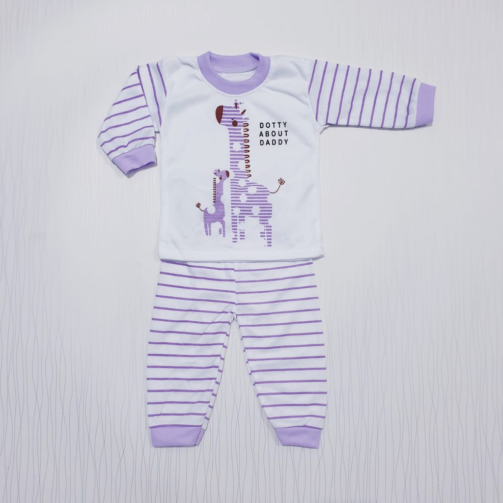 setelan piyama anak perempuan usia 0-18 bulan / baju tidur salur bayi cewe &lt; 1 tahun