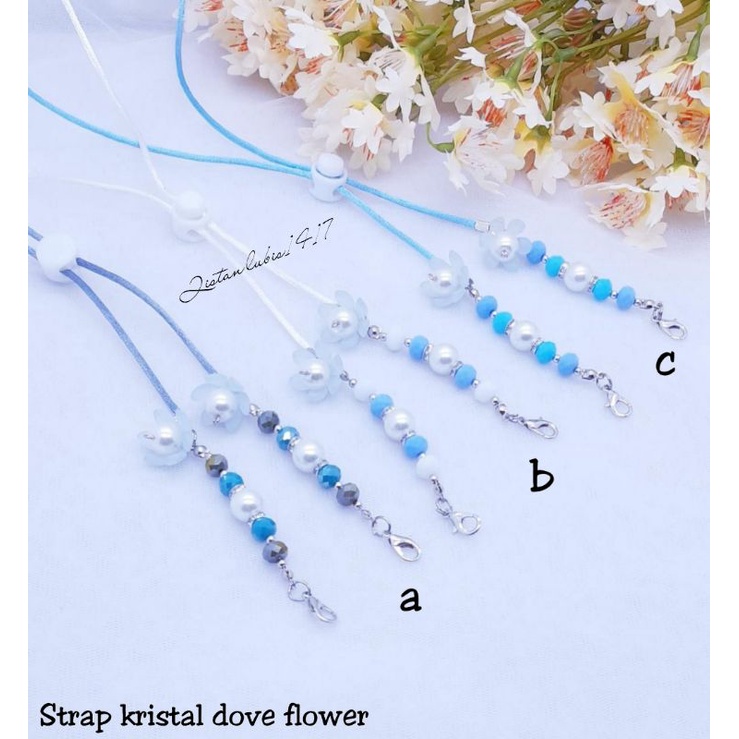 Strap masker kristal dove flower beli 10 free 2