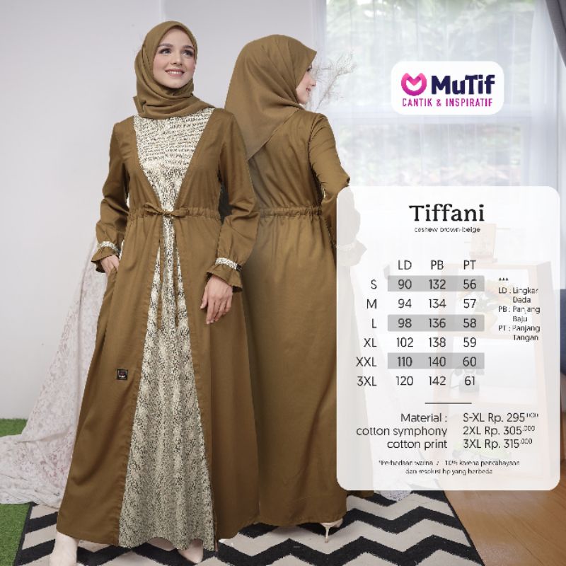 SARIMBIT MUTIF TIFFANI CASHEW BROWN BEIGE ALACHWAN GAMIS TIFFANY Tiffani