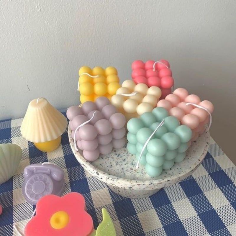 Bubble Candle Cube Korea Aesthetic  Korea Lilin Aromaterapi Kubus Scented Candle Lilin Wangi Lilin A