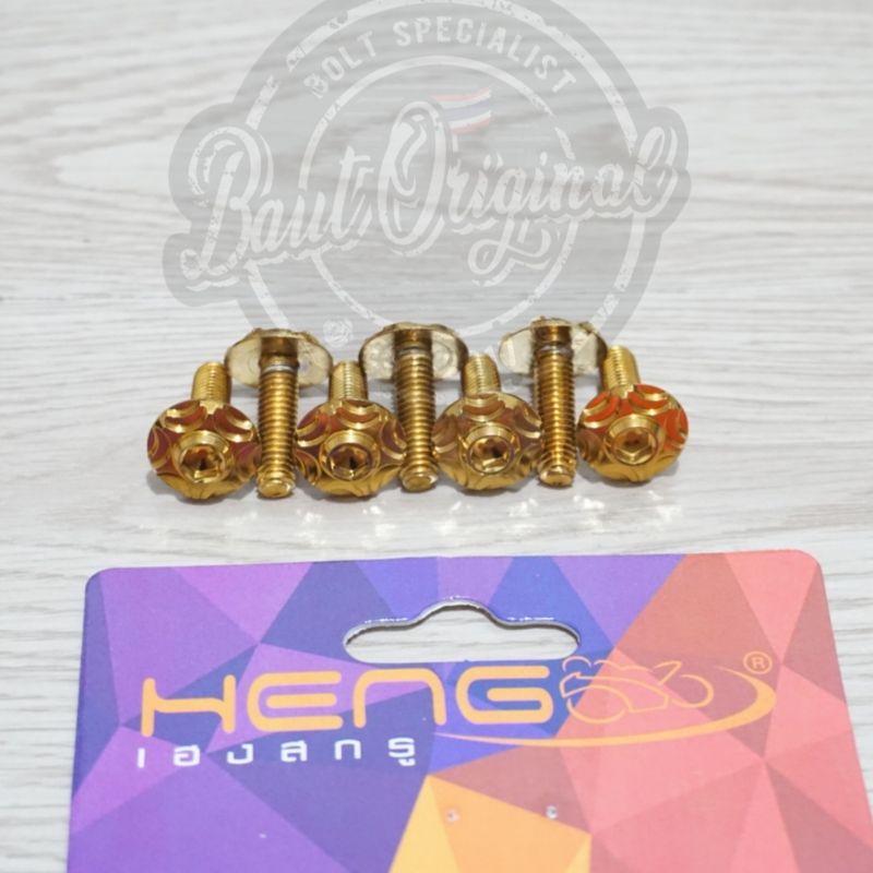 baut probolt gear 6x20 gold drat 10 panjang 2cm original heng thailand